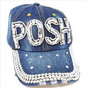 ✨POSH✨ LAST ONE!! Sequin Baseball bling, denim cap, shiny silver beads/sequins